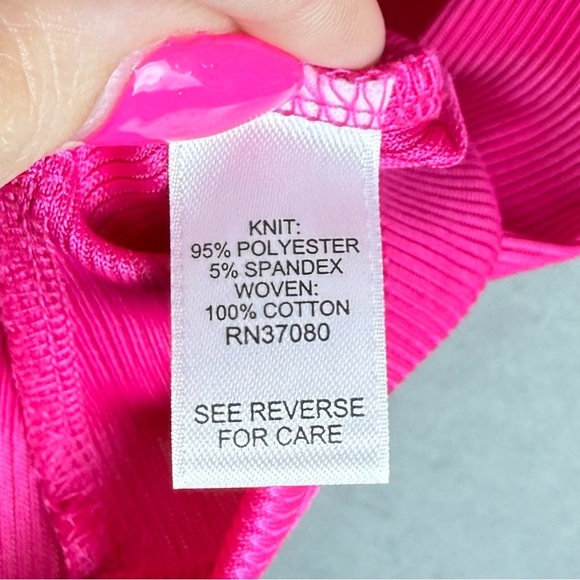 Cato Women’s Pink Ruffle Trim Off the Shoulder 3/4 Sleeve Ribbed Blouse size XL - Picture 4 of 8